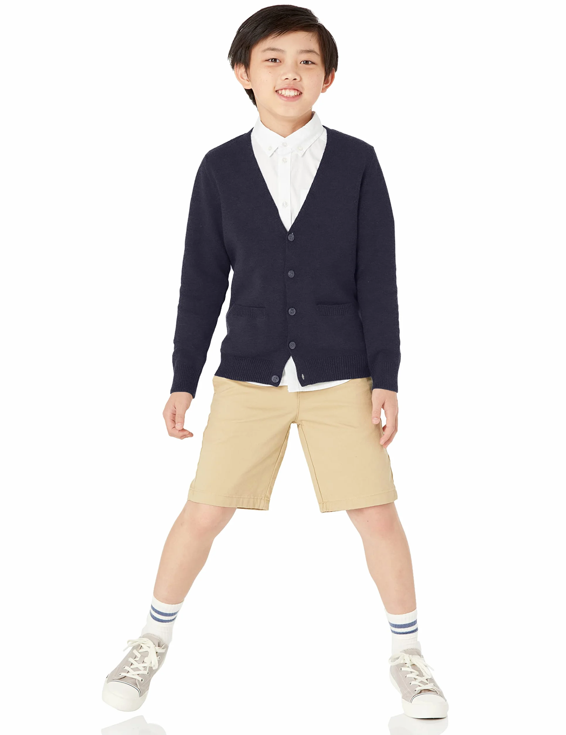 Amazon Essentials Unisex - Bambini e Ragazzi Maglioni Cardigan in Cotone da Uniforme