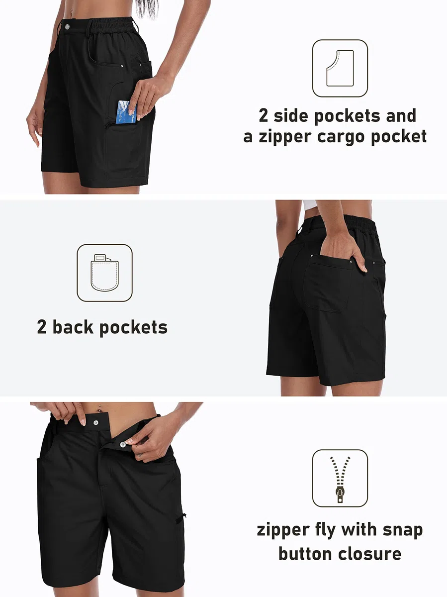 MoFiz Pantaloncini Donna Cargo Shorts Estivi Pantaloni Corti Trekking Shorts Sportivo Leggero Escursionismo con Tasche