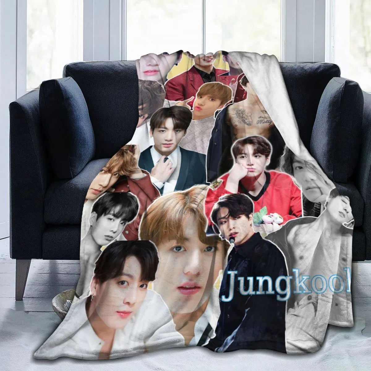 Jungkook, coperta morbida e confortevole in pile di lana, per divano, ufficio, auto, campeggio, yoga, viaggi, decorazione per la casa, accogliente coperta da spiaggia in peluche, regalo