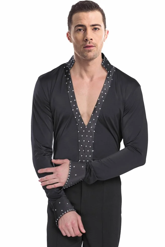 Uomo Moda Latina Danza Costumi Camicia/Pantaloni Prestazione Abbigliamento da Ballo Set Nero Outfits