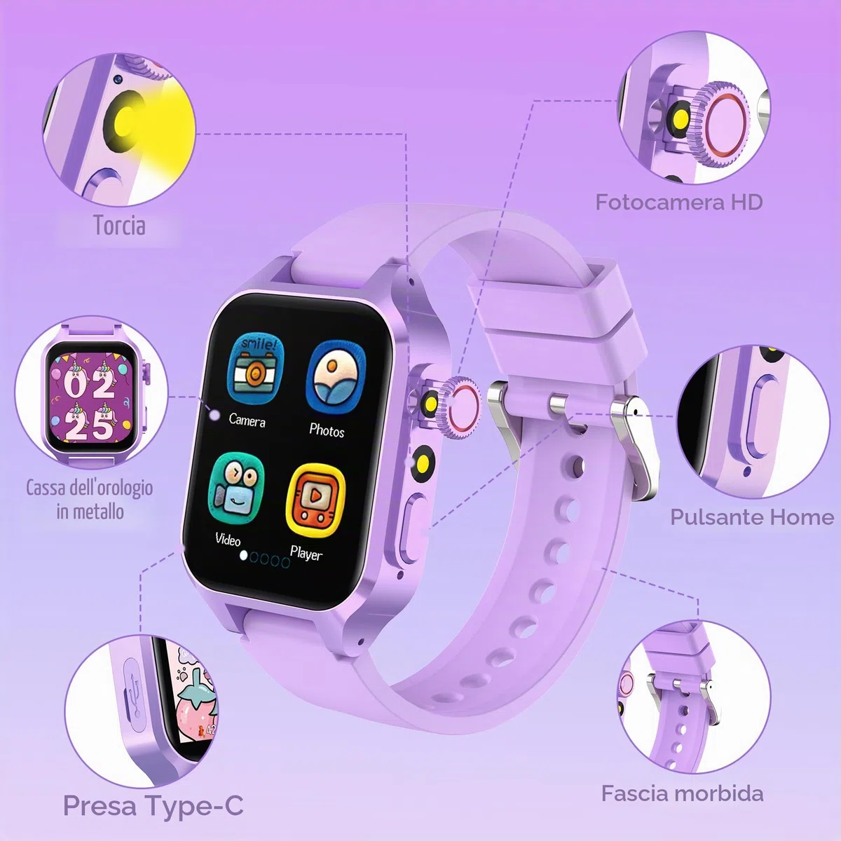 32 Giochi Smartwatch Bambini,smartwatch bambina con 22 Sfondi animati, Fotocamera,3 Modalità Sportive,Sveglia, Audiobook,Imparare la carta, Musica,Contapassi,registratore, Regali per ragazze e ragazzi
