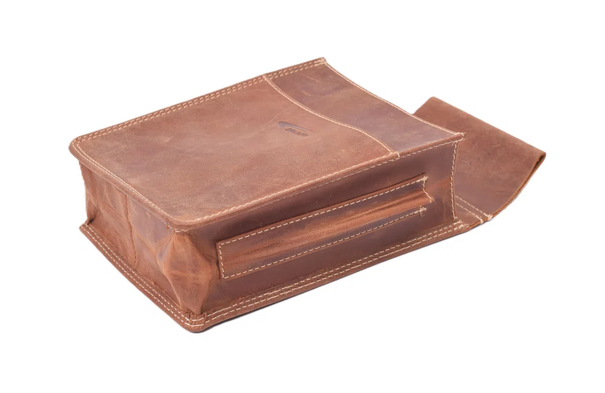 Menzo Borsa da cameriere in vera pelle, fondina per uomo e donna, marrone delta, 23 cm, Compatto