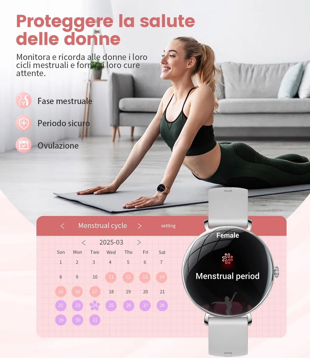 LIGE Smartwatch Donna con Chiamate,1,43" AMOLED Orologio Fitness Ultra Sottile con 2 Cinturini, 100+ Modalità Sportive, 24H Cardiofrequenzimetro, Monitoraggio Sonno, Ciclo Mestruale per Android iOS