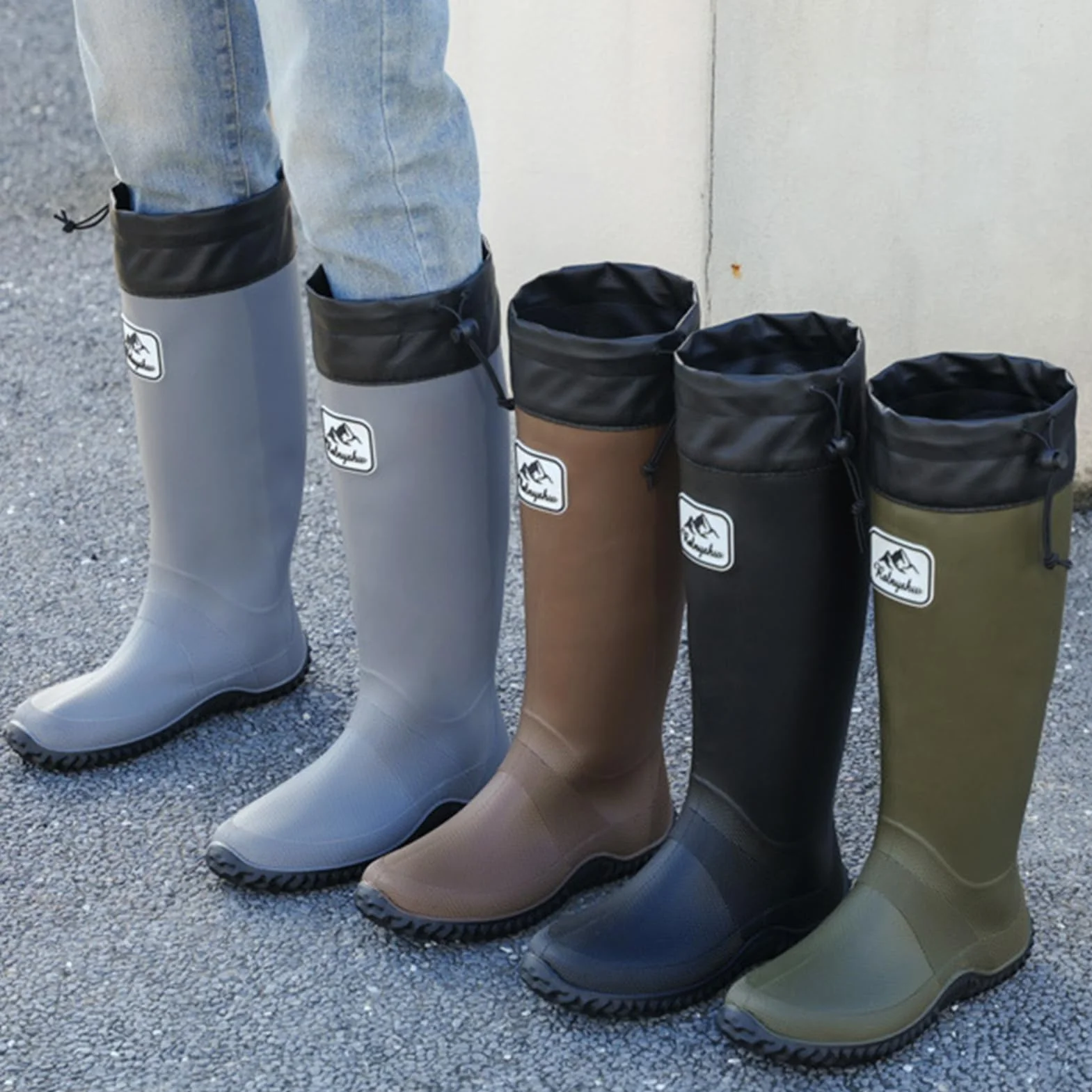 Lvptsh Stivali da Pioggia Donna Uomo Pieghevoli Stivali Gomma Impermeabile Stivali da Giardino Scarpe Pioggia Antiscivolo