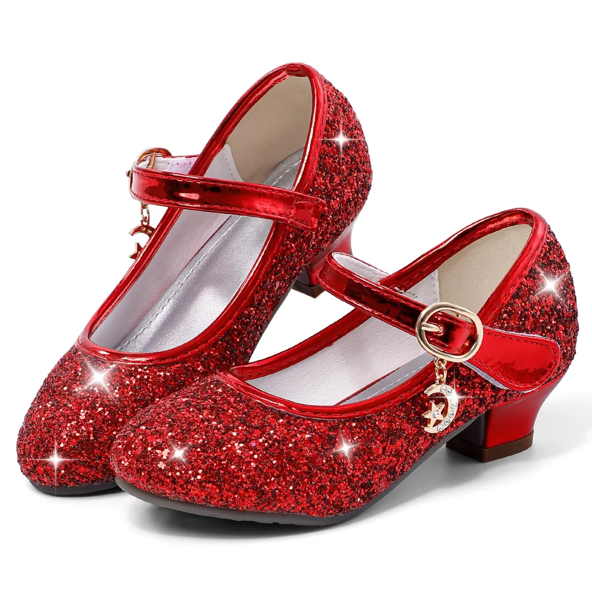 5-10 Anni Scarpe Principessa Bambina Eleganti Glitterate Ballerine con Tacco per Ragazza