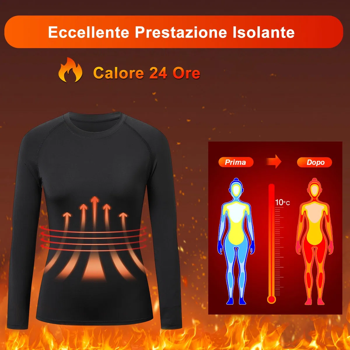 HYCOPROT 4 Pack Maglia Termica Donna Thermal Manica Lunga Intimo Termico Invernale Maglietta Interna Maniche Lunghe Slim Fit Termica Basic Bianca Casual Top Autunno Inverno Moda Magliette Yoga Corsa