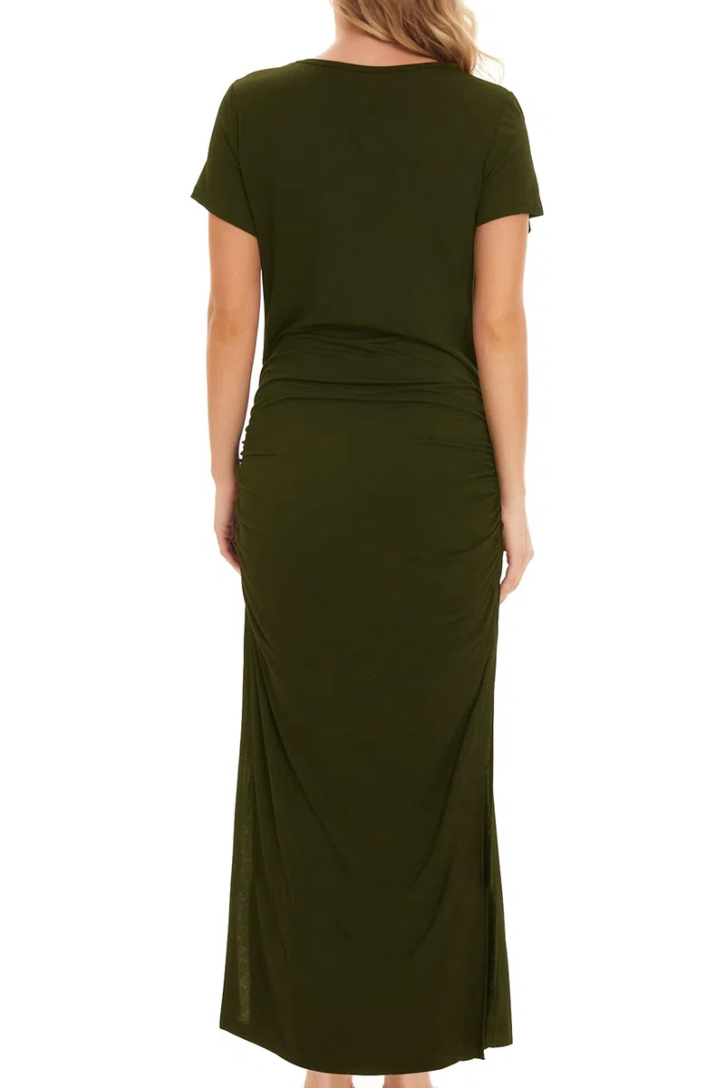 Smallshow Donna Lungo Split Vestiti Premaman Eleganti Abiti Premaman Estivi Army Green L