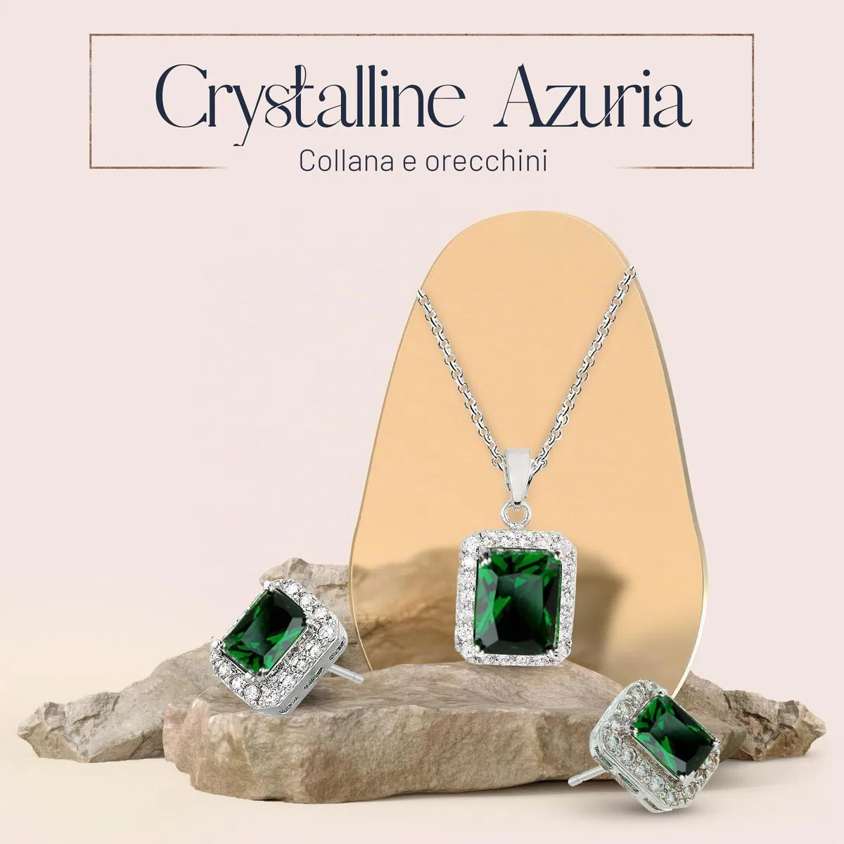 Crystalline Azuria Gioielleria Parures per Donne Nozze Sposa Parure Con Collana e Orecchino per la Sposa Zirconia Damigella D'onore Gioielleria
