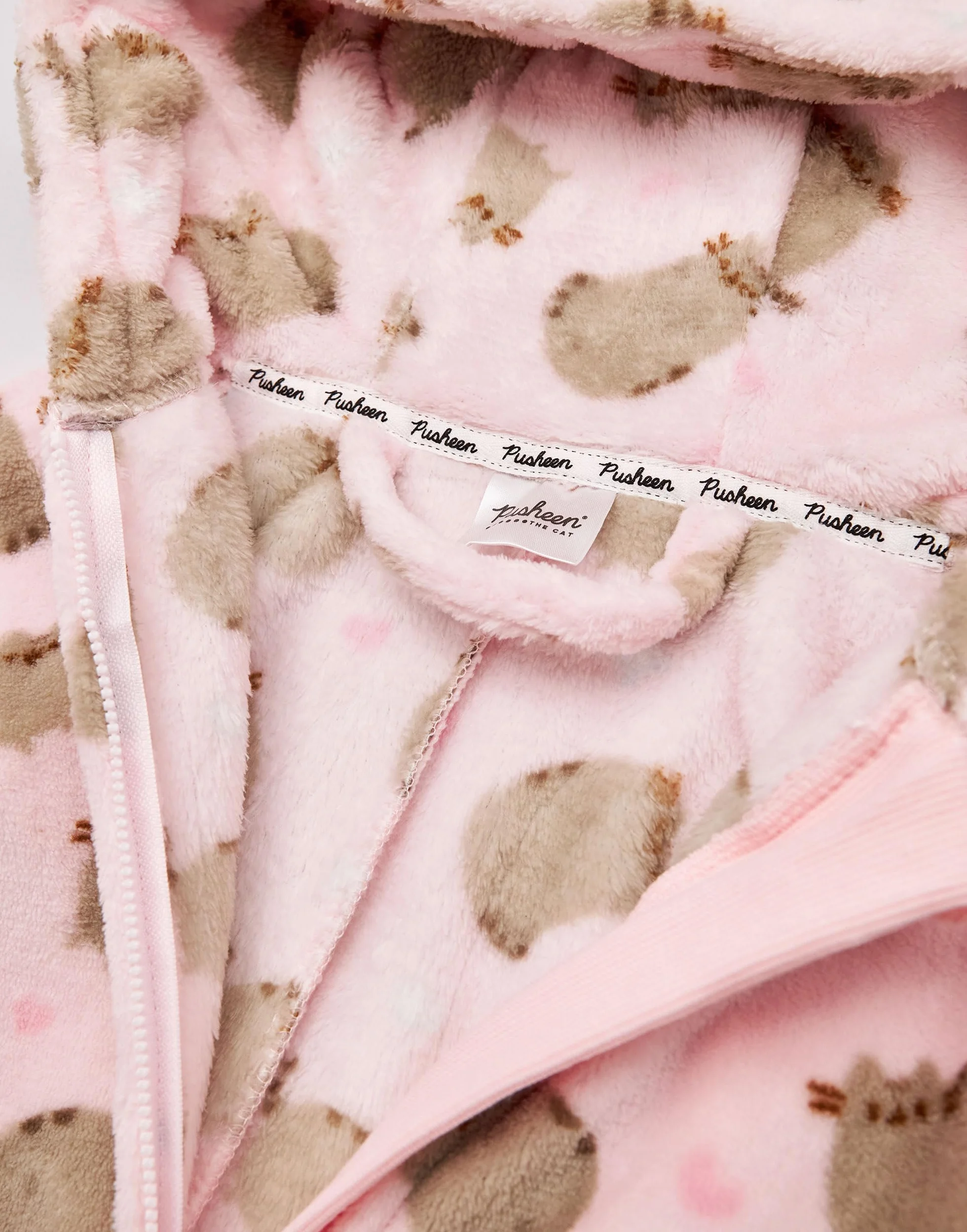 Pusheen The Cat Onesie per Ragazze | Bambini Adolescenti Rosa Multi Marrone O Opzioni Personaggio Pigiama Gatto | Cappuccio in Pile Sherpa con Zip