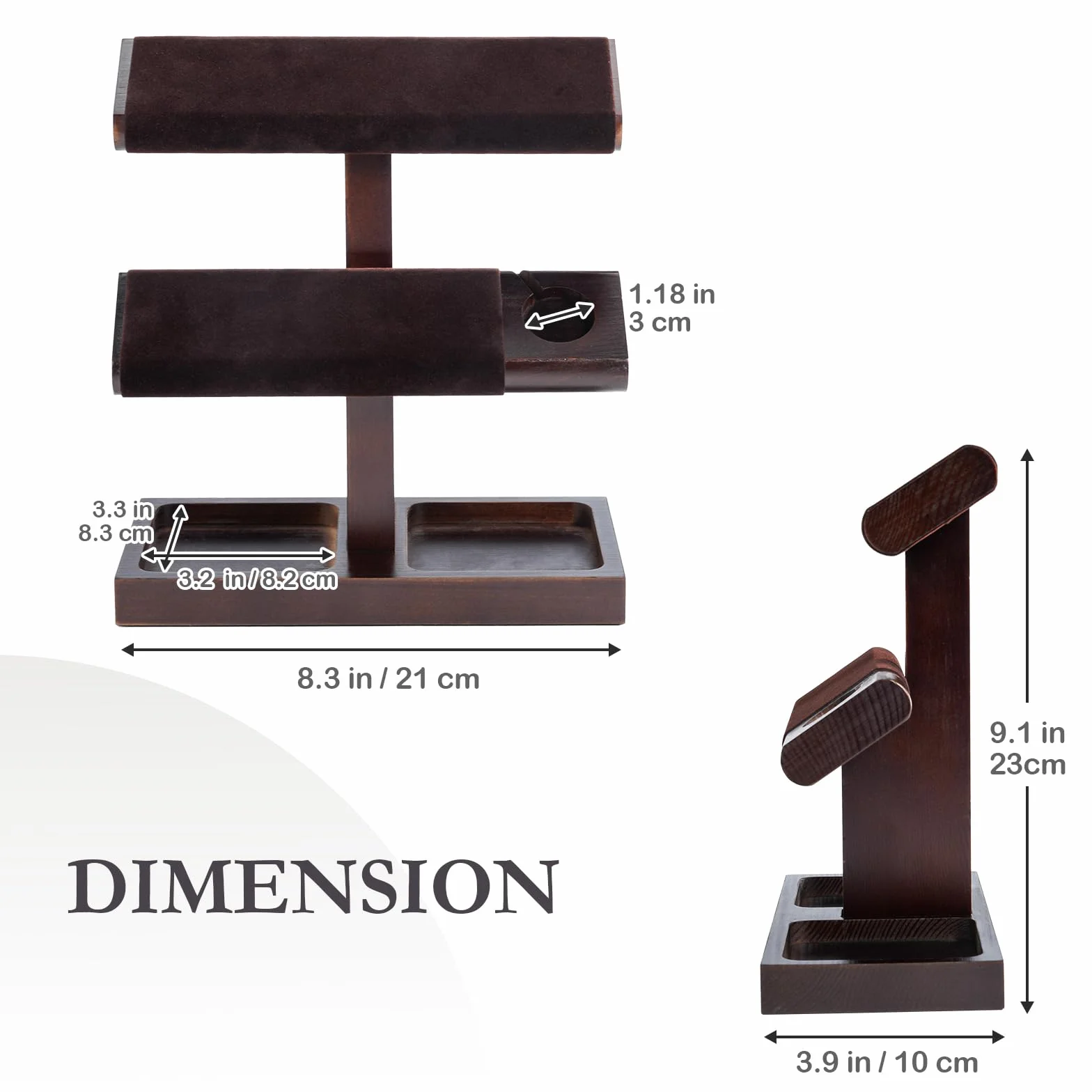 ProCase Espositore Orologi, Porta Orologi in Legno, Organizer per Orologi, Supporto per Caricabatterie per Apple Watch, Regalo per Lui -2 Livelli, Marrone Scuro