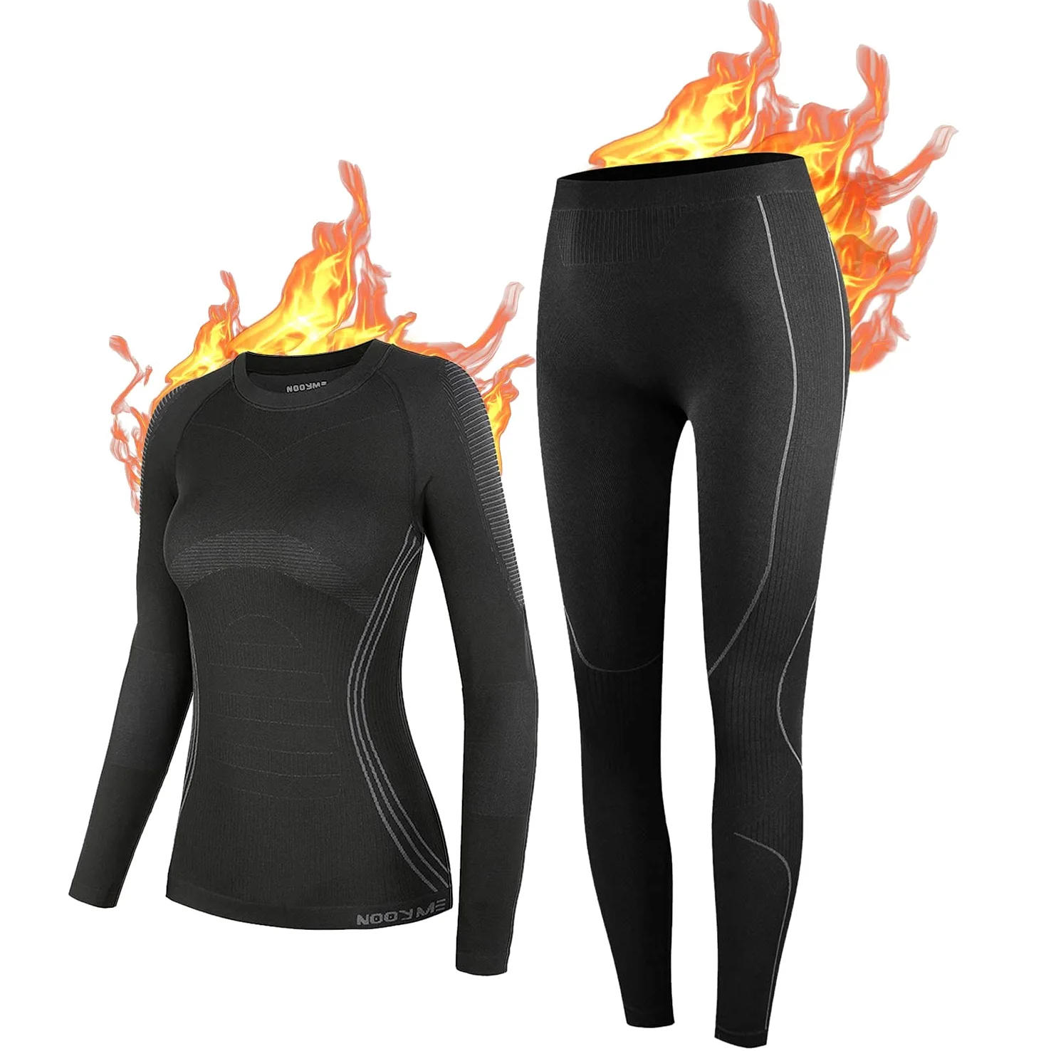 NOOYME Intimo Termico Donna Biancheria Intima Termica Funzionale Donna Pantaloni e Maglia Termica Traspirante Asciugatura Rapida per Sci Corsa Palestra