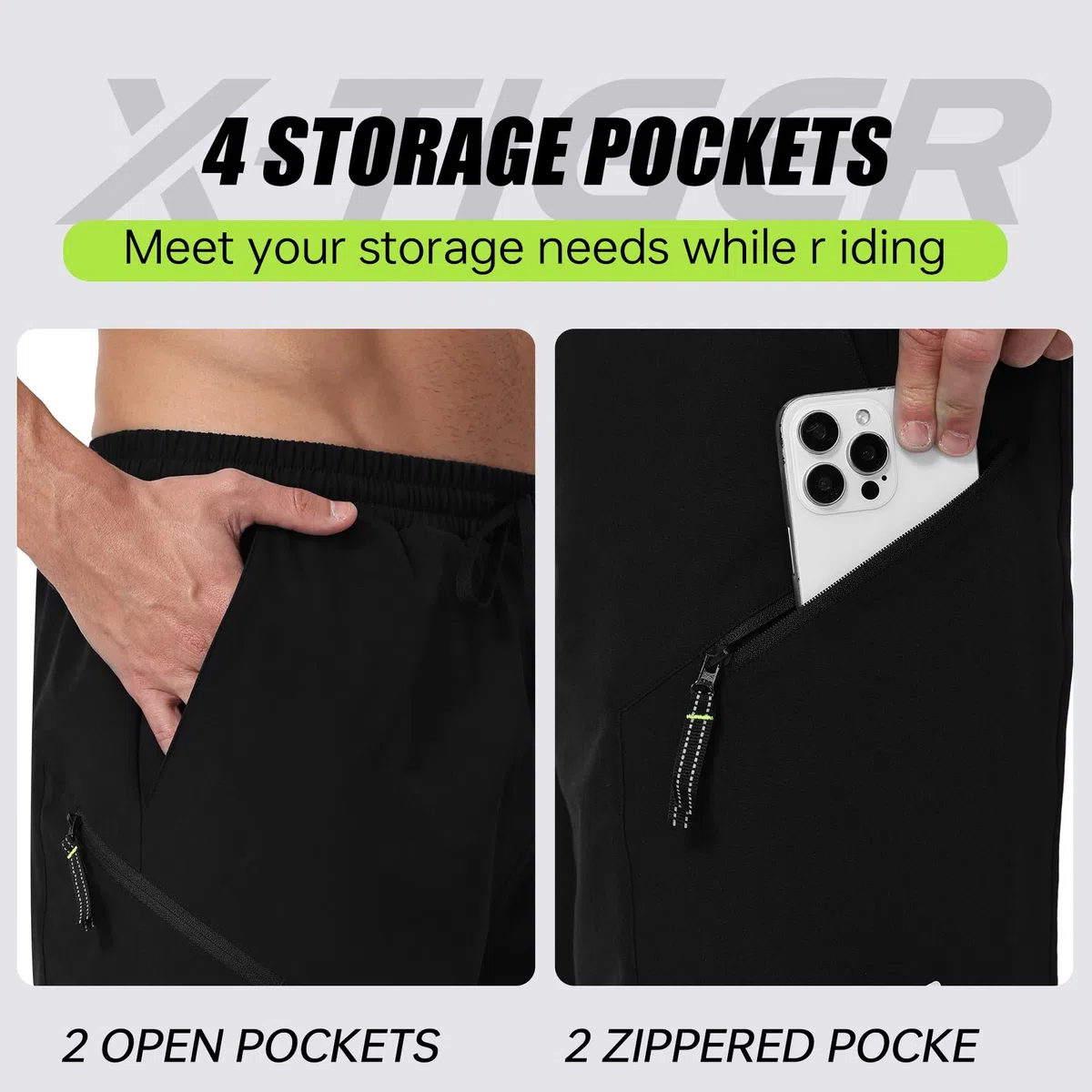X-TIGIER Pantaloncini da Ciclismo Uomo Pantaloni MTB con 5D Gel Imbottito per Mountain Bike e Bici Gravel Asciugatura Rapida Elastische Loose Fit