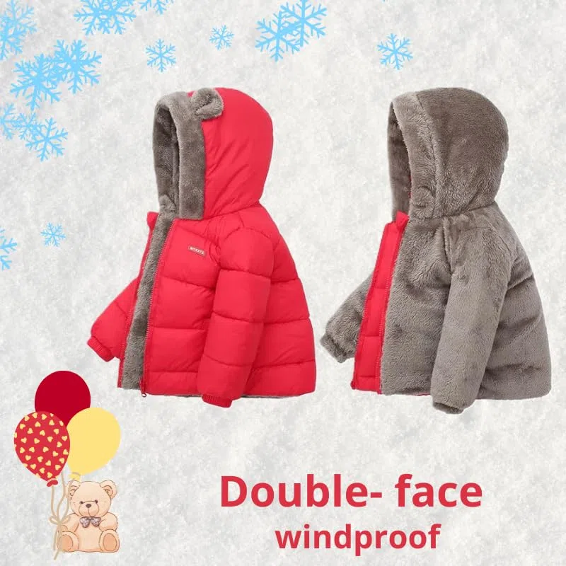 Giacca Invernale Bambino con Cappuccio Orecchie, Piumino Imbottito con Fodera in Pelliccia Sintetica, Caldo Cappotto Invernale