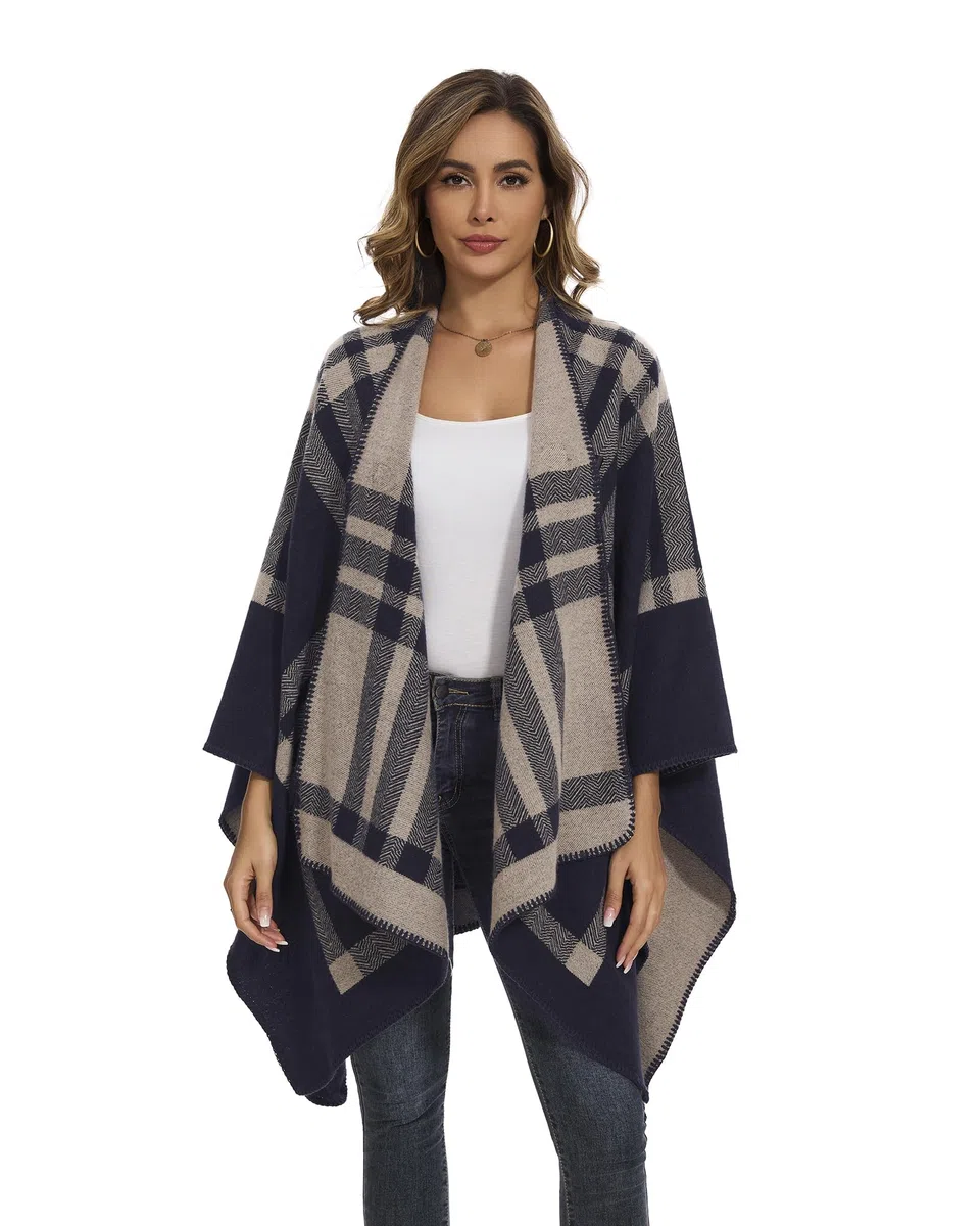 FEFLO Sciarpe e Mantelle per Donna, Elegante Mantella Lavorata a Maglia con Apertura Frontale, Poncho Sciarpa Coperta Cardigan Cappotto per Primavera, Autunno e Inverno