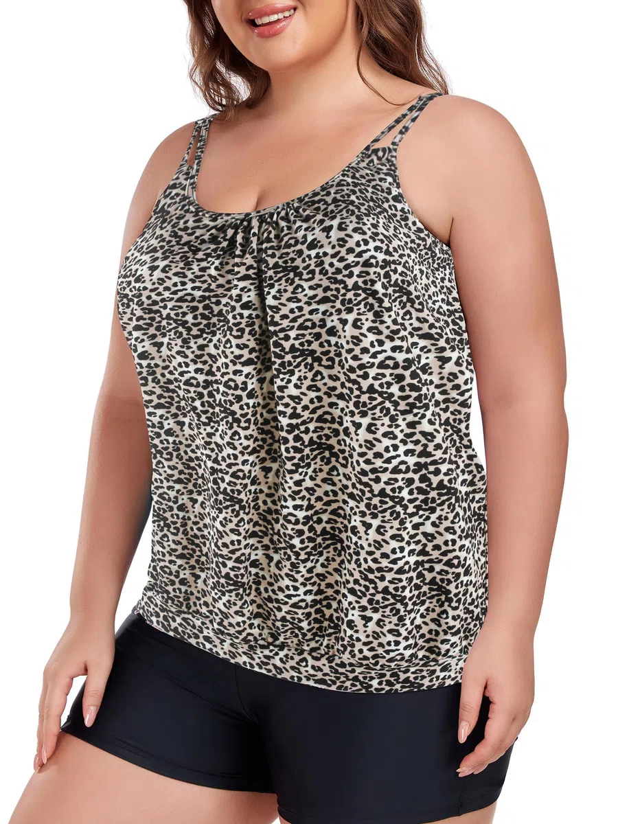 Ocean Blues Tankini da donna senza ferretto, taglie forti, con spalline regolabili e blouson, vestibilità ampia