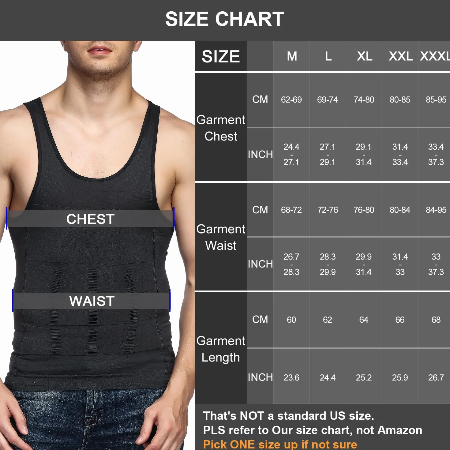 Odoland Compressione Uomo Canotta Contenitiva Shapewear Snellente Intimo Modellante Dimagrante Pancia Sportivo Fitness 3 Pezzi