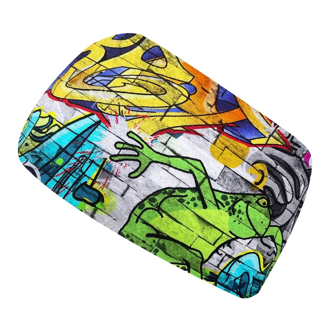 Wollhuhn ÖKO 21215155 - Fascia elastica per capelli, comoda jersey di cotone, molti motivi (graffiti colorati)