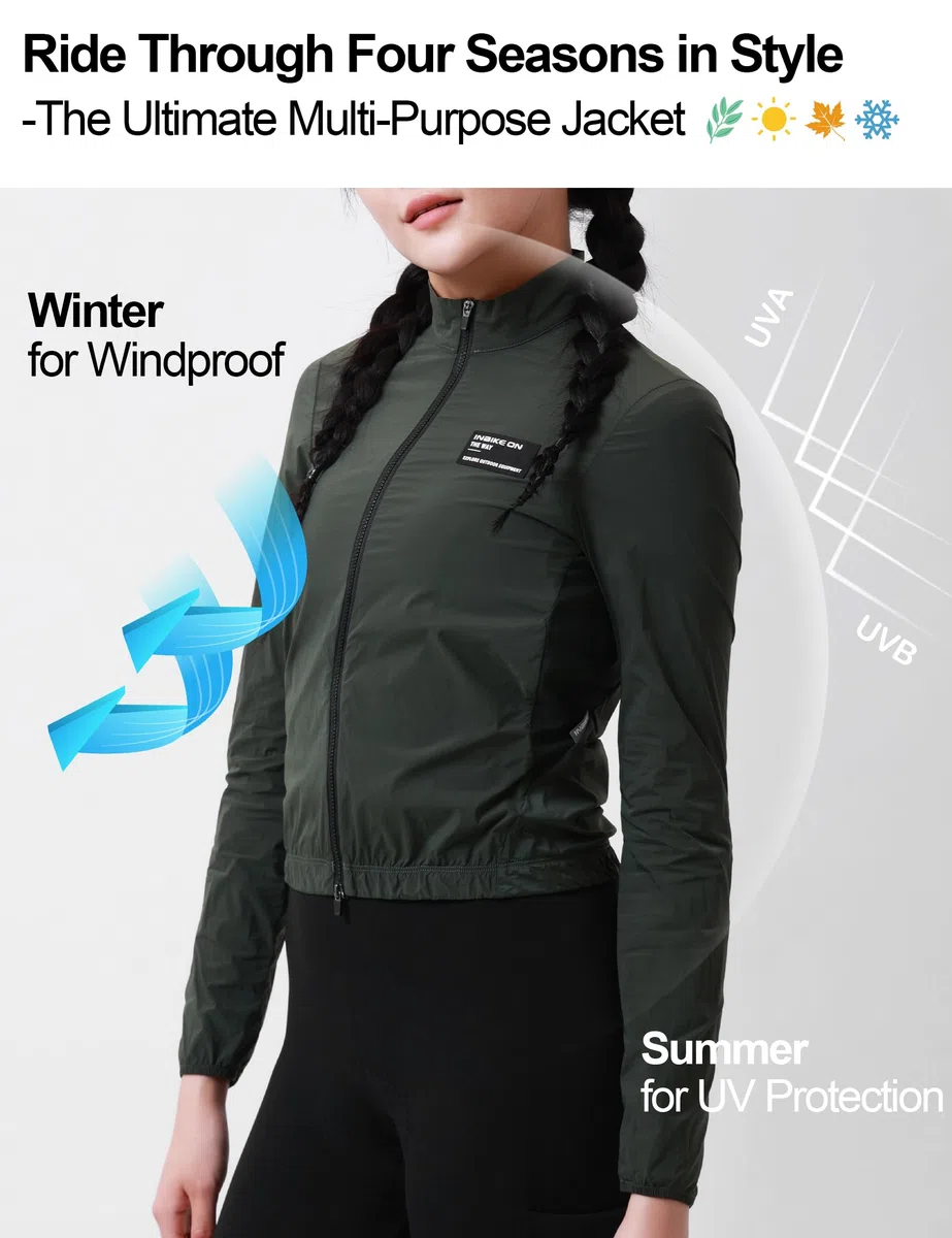 INBIKE Giacca Antivento Ciclismo Donna Giacca Sportivo Traspirante Leggero Anti-UV 50+ Giacca Corsa da Donna per Bici Running Corsa Trekking e Vita Quotidiana