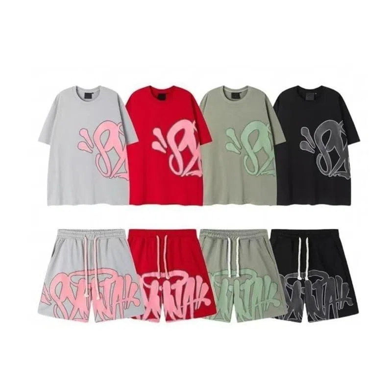 Generico 2 Pezzi Set Synaword Completo Estivo Uomo Maniche Corte T-Shirt e Pantaloncini Set da Unisex Comodo Sets Estivo, Hip Hop Stilistico, per Casual Fitness Jogging