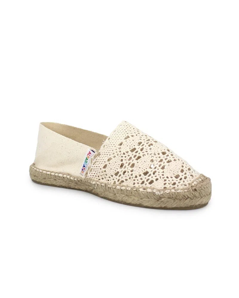 Espadrille piatte con tessuto all'uncinetto