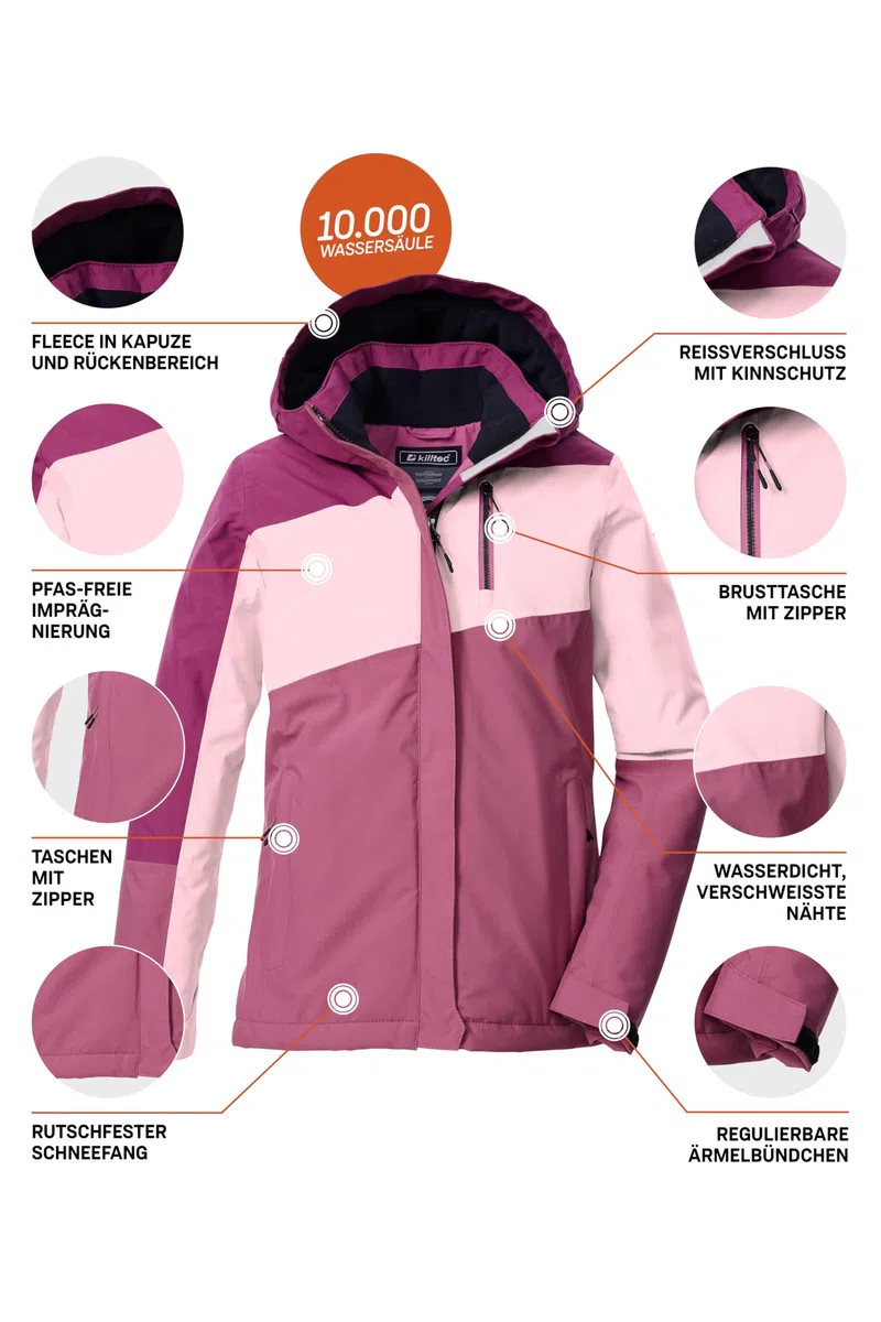 Killtec Kow 218 Grls Jckt Giacca funzionale/giubbotto da esterno con cappuccio e paraneve Bambine e ragazze
