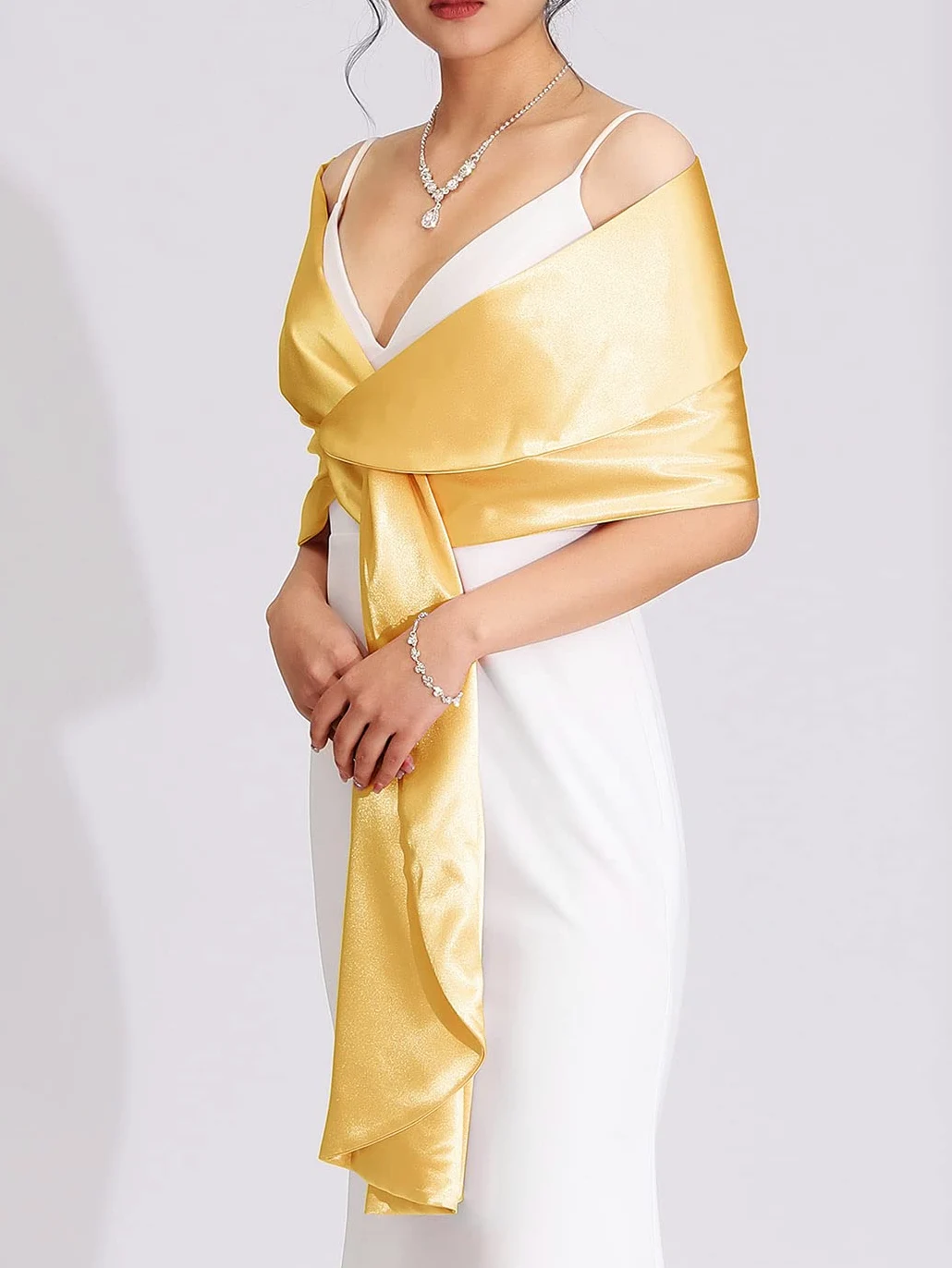 Stola Scialle da Donna in Raso Elegante Scialle da Sposa Bolero Cerimonia Festa Stola per Abito da Sera