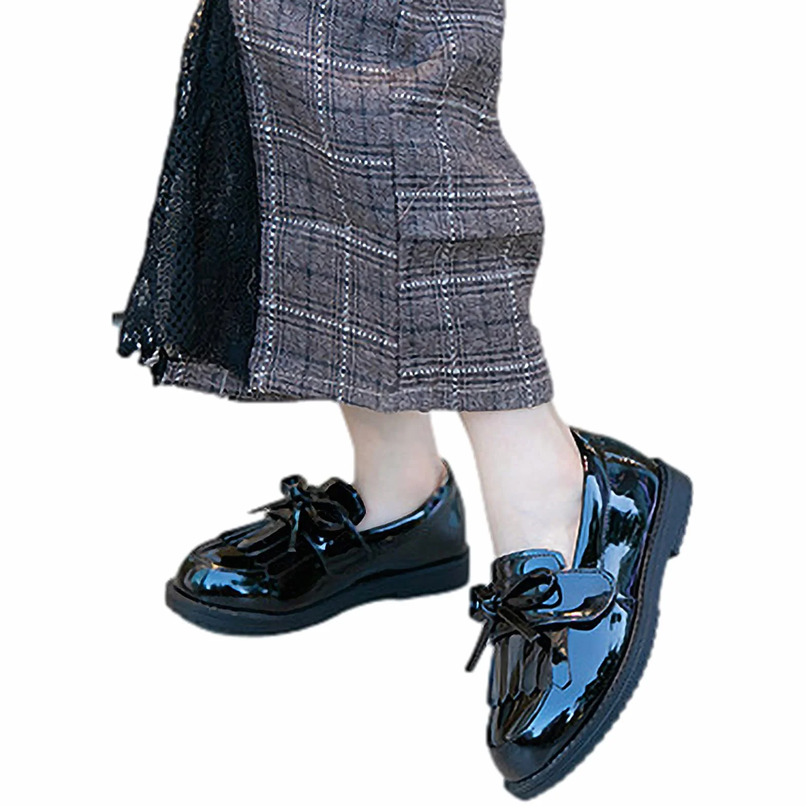 Ragazze Scivolare su Oxford Scarpe Bambino Matrimonio Chiesa Microfibra Scuola Uniforme Mocassini