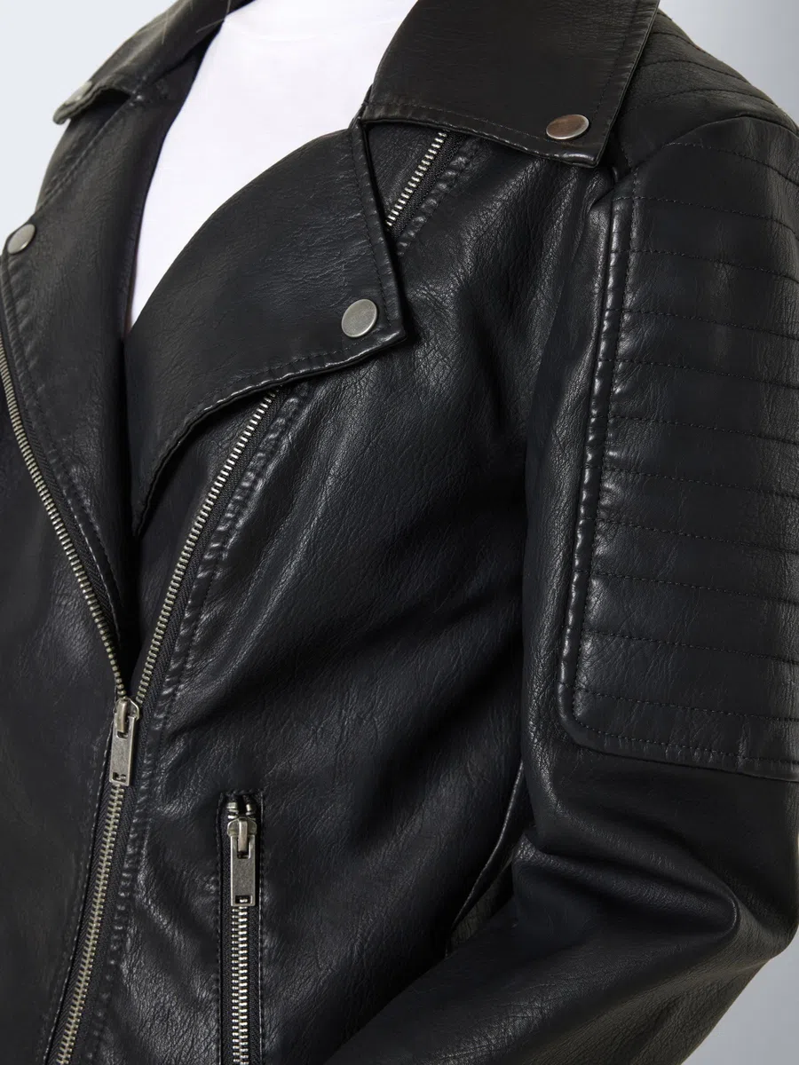 Noisy May Giacca in Ecopelle da Donna Giacca da Motociclista Giacca di Transizione Manica Lunga Shacket Rivestita in PU NMREBEL