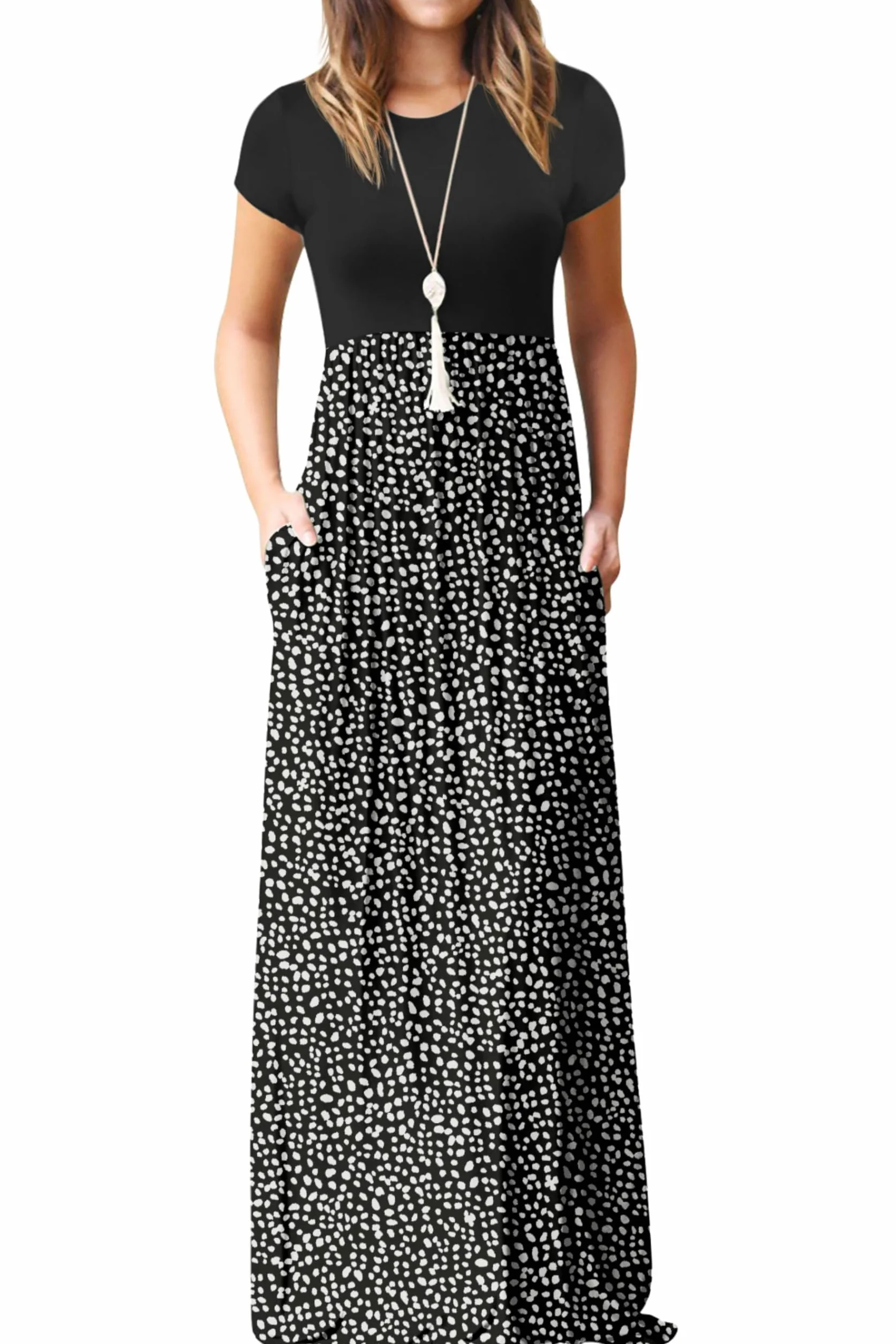 GRECERELLE Maxi Abito Estivo da Donna, Casual, a Maniche Corte, con Tasca, per Tutti i Giorni, Vacanze, Viaggi, maternità