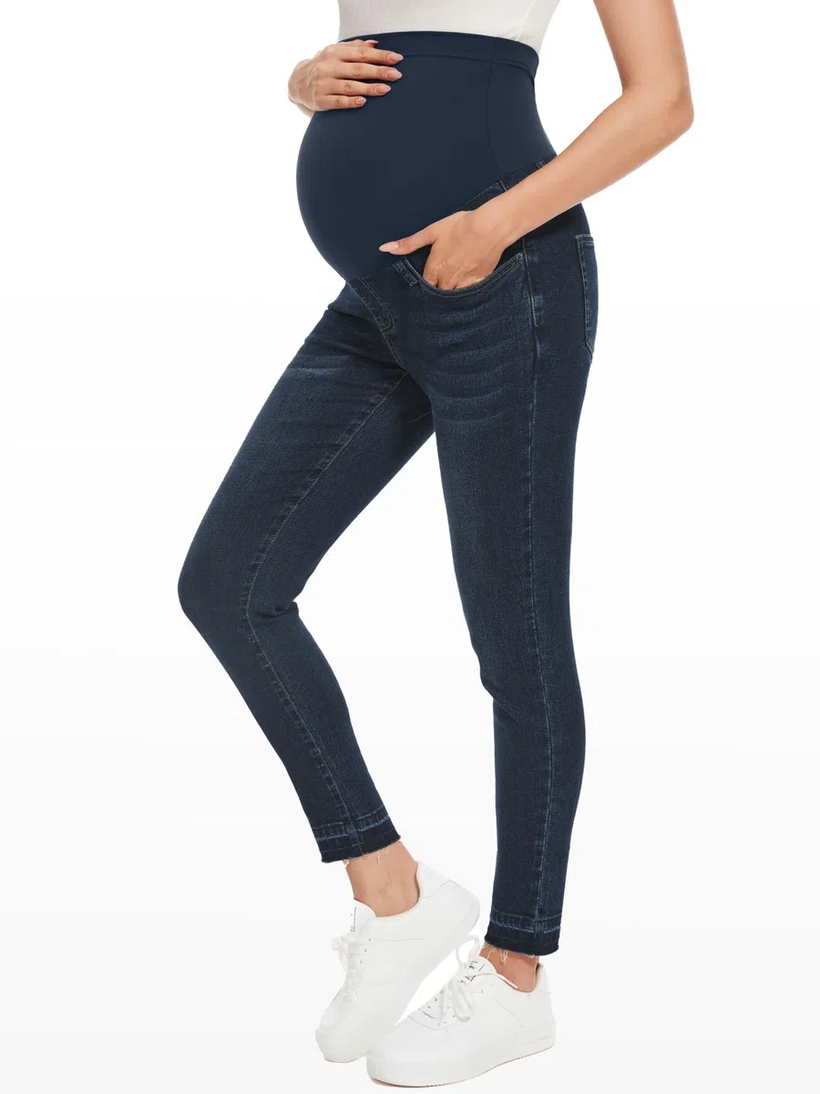 PACBREEZE Jeans premaman da donna sopra la pancia skinny pantaloni in denim elasticizzati comodi pantaloni slim gravidanza