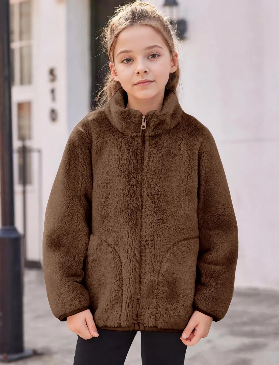 Happy Cherry Giacca in pile per attività all'aria aperta, per il tempo libero, per bambini, unisex, calda, per le mezze stagioni, per l'inverno, lo sport, le escursioni, 110-180 cm