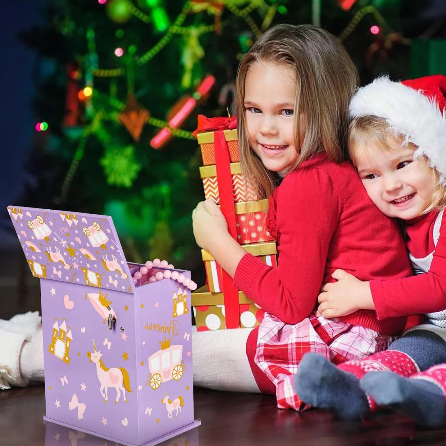 Redcoutt Portagioie per Bambine - Carillon per Bambine con Principessa, con Cassetti, Regalo da Favola per Compleanni, Portagioie per Bambine dai 3 ai 15 Anni (viola)