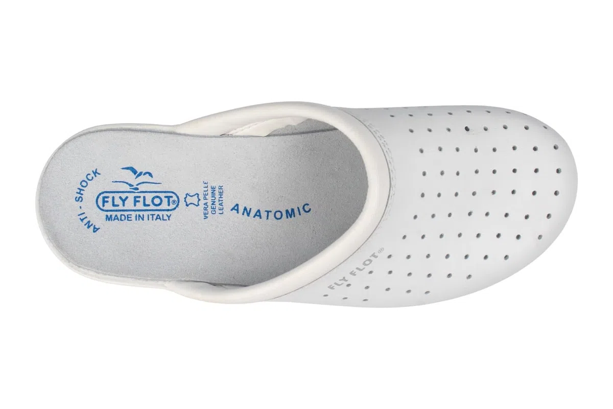 Fly Flot | Man Professional, Zoccoli Sanitari Uomo, Ciabatta con Tomaia in Pelle Forata e Sottopiede in Pelle Scamosciato