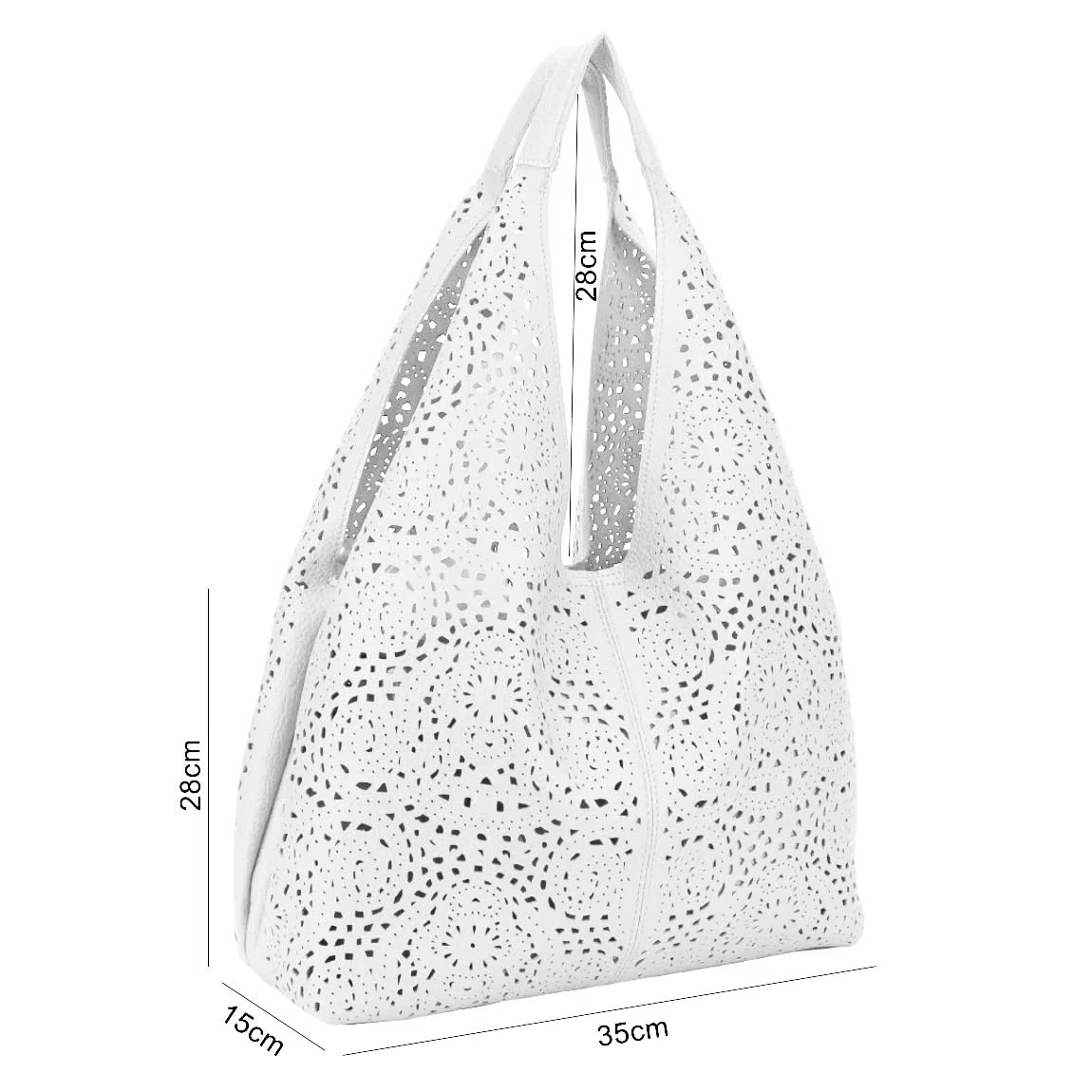 ANGELO Set di Borsa da Donna in Pelle PU, Hobo Bag a Spalla Traforata, Tote a Sacca con Pochette a Tracolla Regolabile, Elegante Capiente per Uso Quotidiano, Lavoro, Shopping, Università