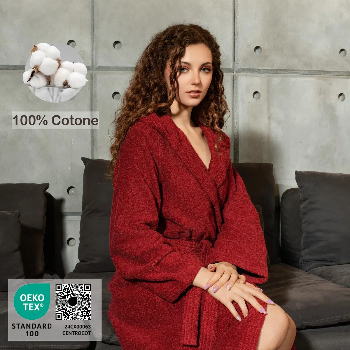 Accappatoio Donna e Uomo in Spugna 100% Cotone - Accappatoio Super Assorbente con Cappuccio - Morbido, Leggero, Anti-Pilling, Made in Italia