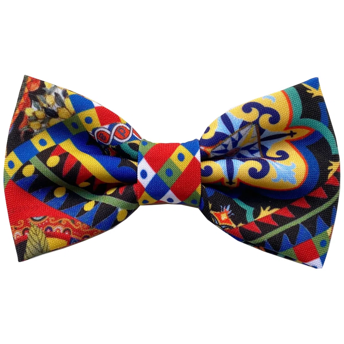 Papillon maiolica blu per uomo, tessuto a fiori stile siciliano, stampa floreale elegante, matrimonio, cerimonia