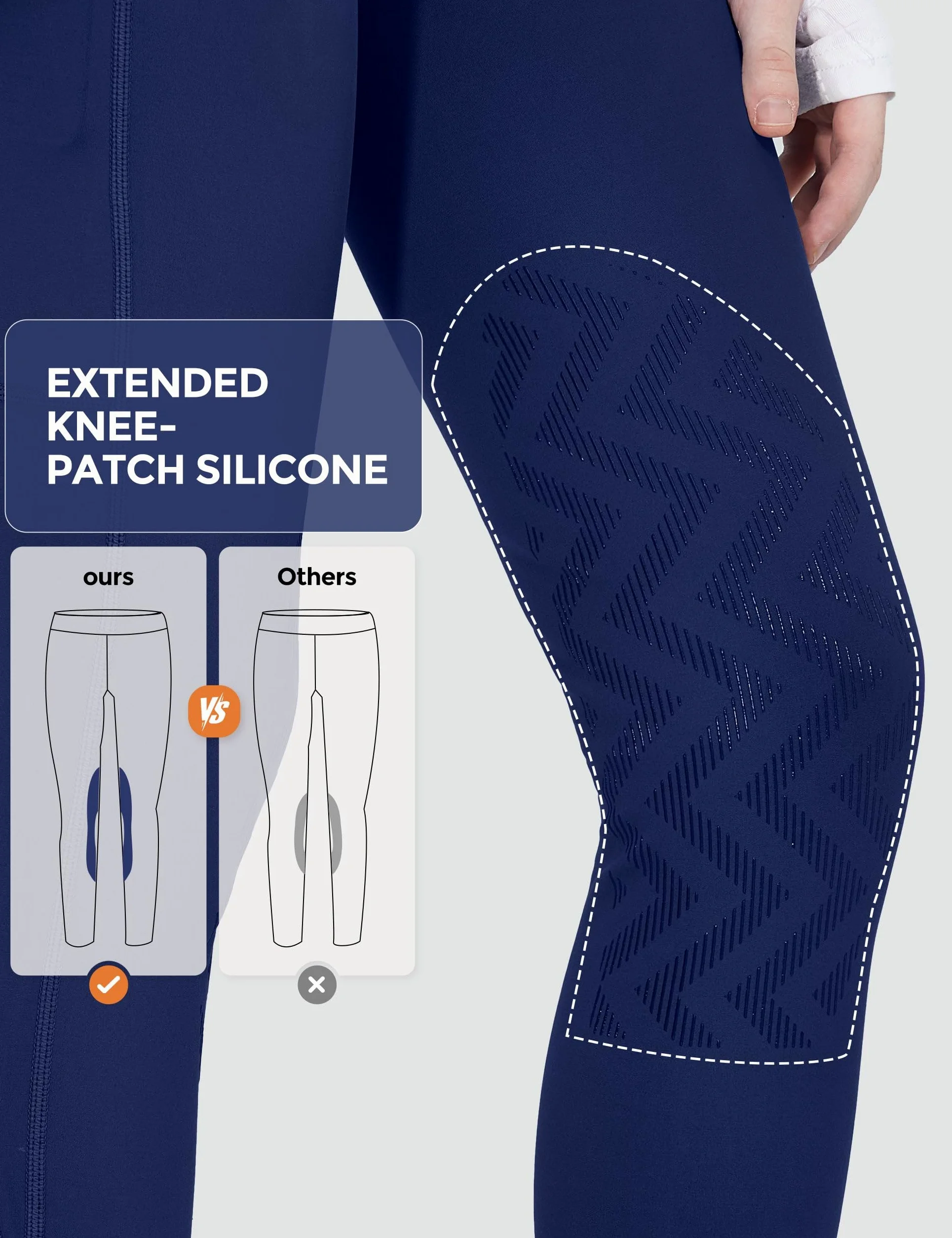 FitsT4 Sports Pantaloni invernali da equitazione per ragazze in pile per bambini pantaloni da equitazione con toppe al ginocchio per scuola equestre collant tasche