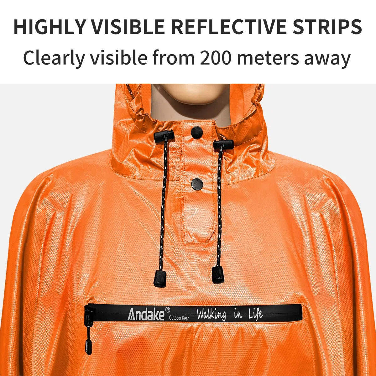 Andake Poncho Uomo Donna Impermeabile Unisex Giacca da Pioggia Antivento Resistente alle Rughe Impermeabile riutilizzabile per Campeggio Escursionismo Outdoor e Uso Quotidiano