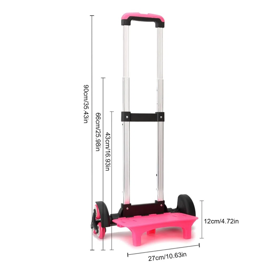 6 Carrello Trolley Pieghevole con Manico Telescopico per Viaggi, Scuola e Borse