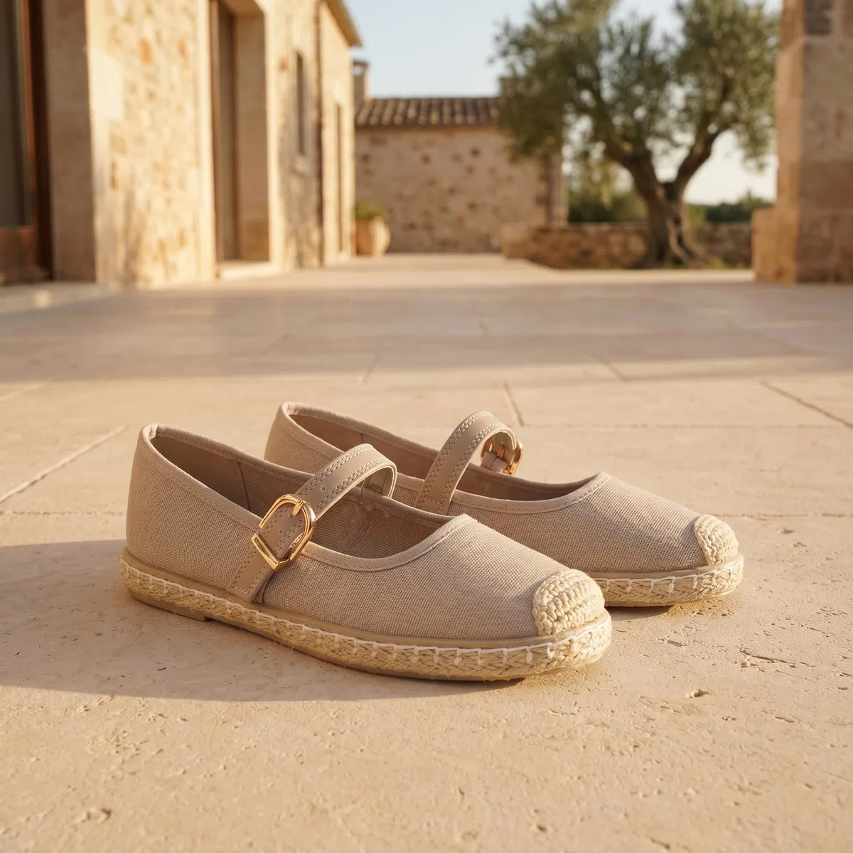 GLAMORA Espadrillas Classic con Fibbia, Stile Espadrille, Suola Sparto, Disponibile in Nero, Beige, Rosa e Grigio