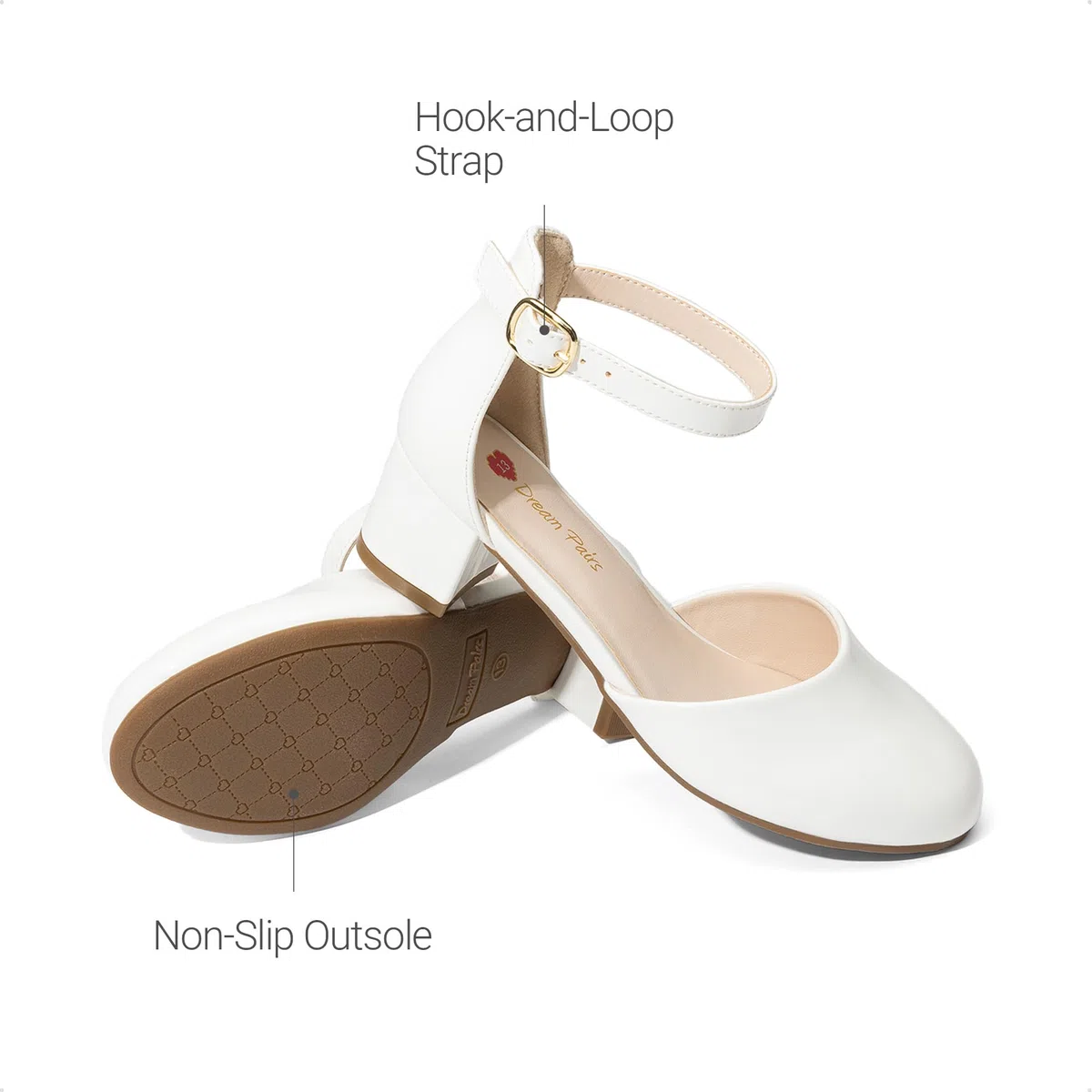 DREAM PAIRS Ballerine Bambina, Eleganti Scarpe Tacco Bambina con Cinturino alla Caviglia per Bambine, Piccole e Grandi, da Sposa e Feste