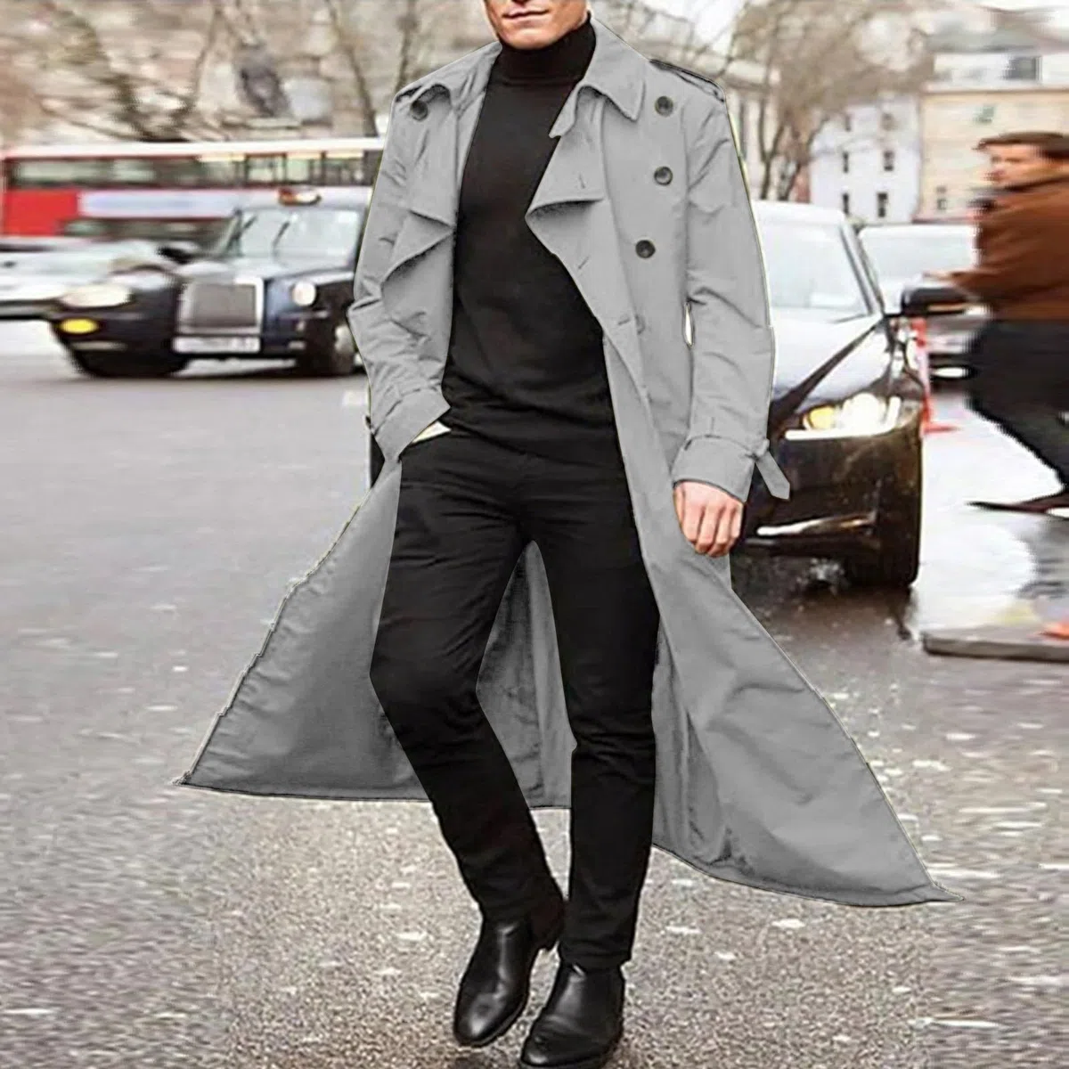 Trench Uomo Lungo Cappotto Uomo Lungo Giacche Uomo Eleganti Tranch Uomo Impermeabile Cappotto Uomo Elegante Trench Uomo Nero Trench Parka