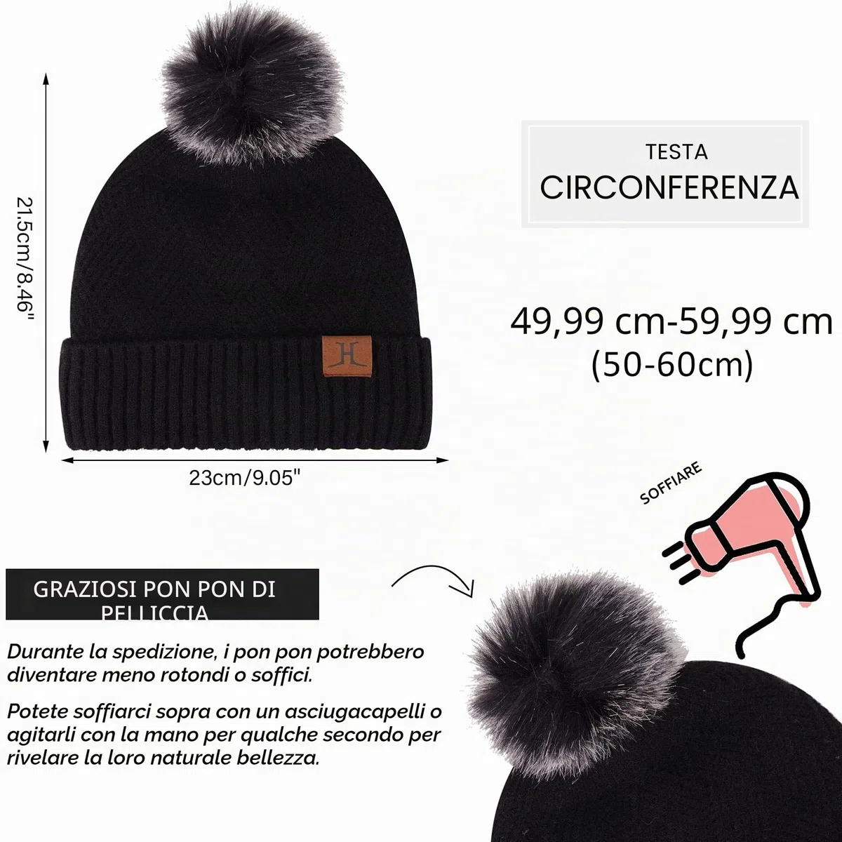 Bequemer Laden Donna Invernali Cappello Berretto con PON PON Lunga Sciarpa Sciarpe Touch Screen Guanti Set con Fodera in Pile, Regalo Donna