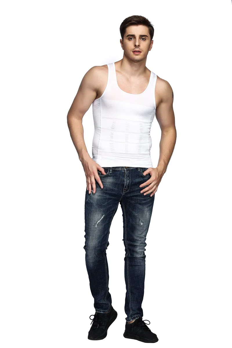 Odoland Compressione Uomo Canotta Contenitiva Shapewear Snellente Intimo Modellante Dimagrante Pancia Sportivo Fitness 3 Pezzi