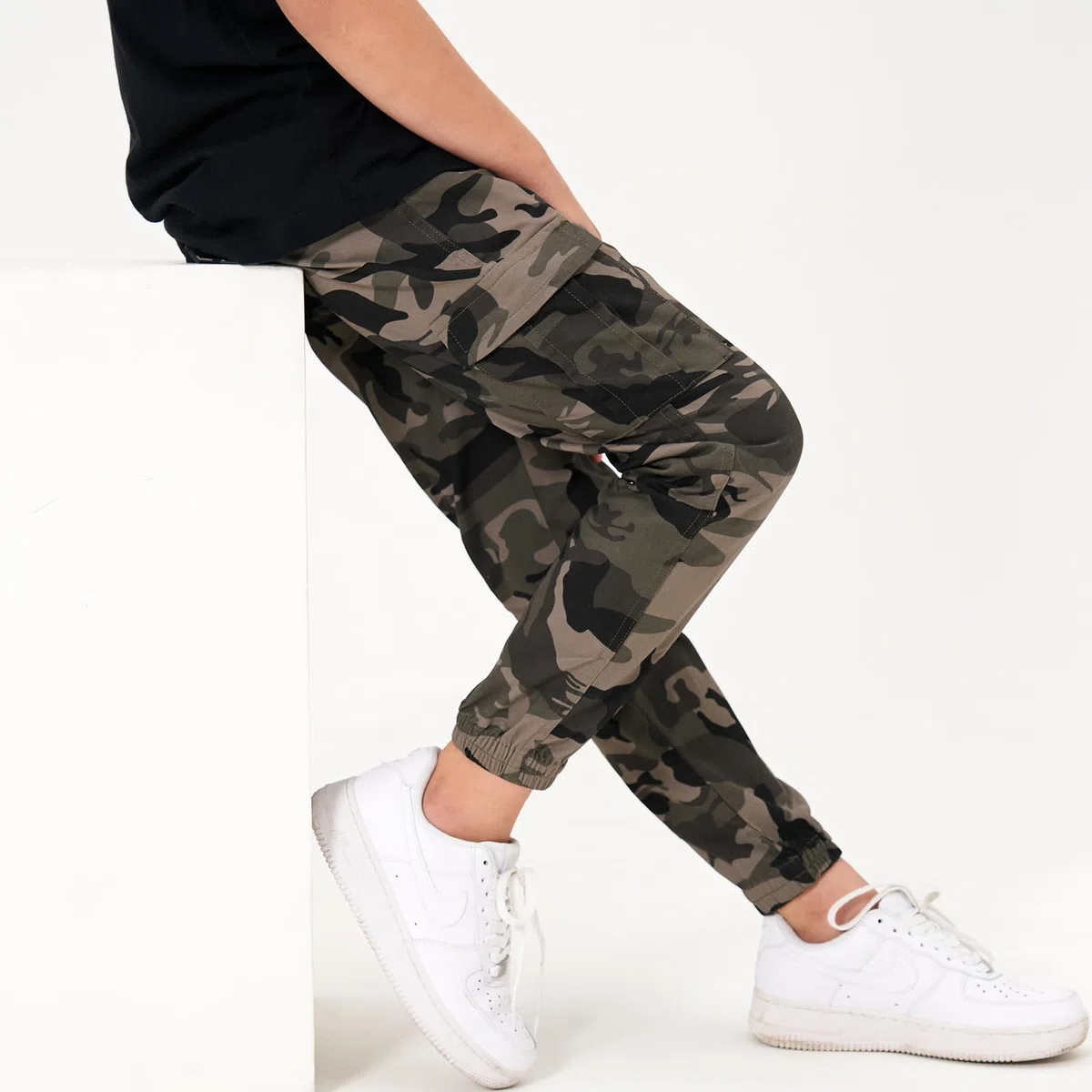 Rolanko Pantaloni Cargo per Ragazzi, Vita Elastica Completa Pantaloni da Uniforme Scolastica per Bambini vestibilità Regolare età 6-14 Anni