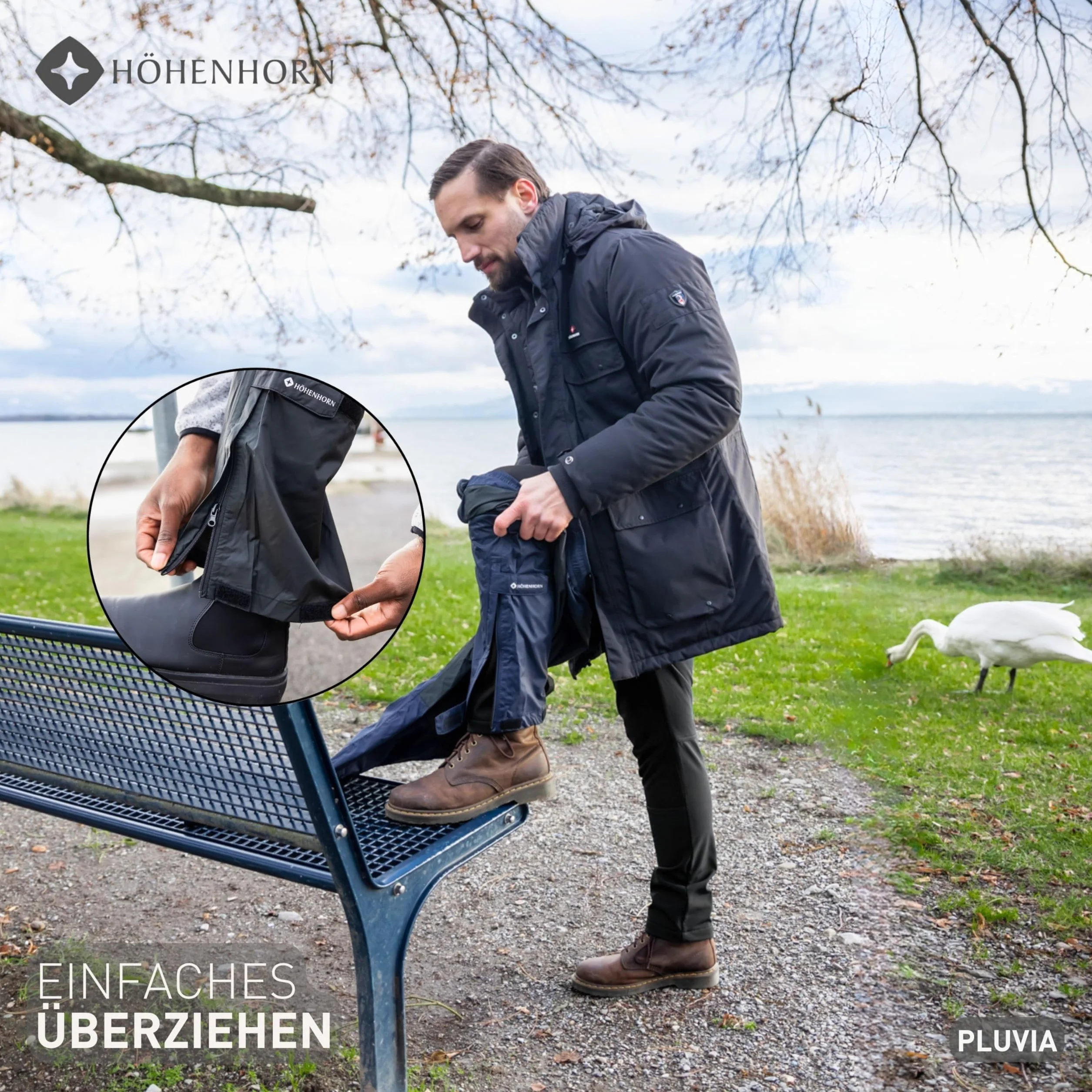 Höhenhorn Pluvia Pantaloni da uomo, impermeabili, antipioggia, per colonna d'acqua fino a 5000 mm, traspiranti, con custodia per il trasporto, per attività all’aperto