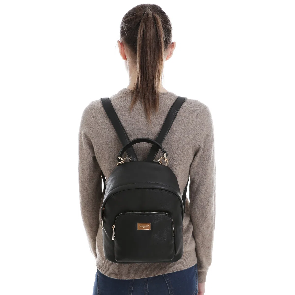 David Jones - Borsa Zainetto Donna - Zaino Piccolo Pelle PU - Ragazza - Borsetta Elegante Casual - a Mano Spalla - Nero