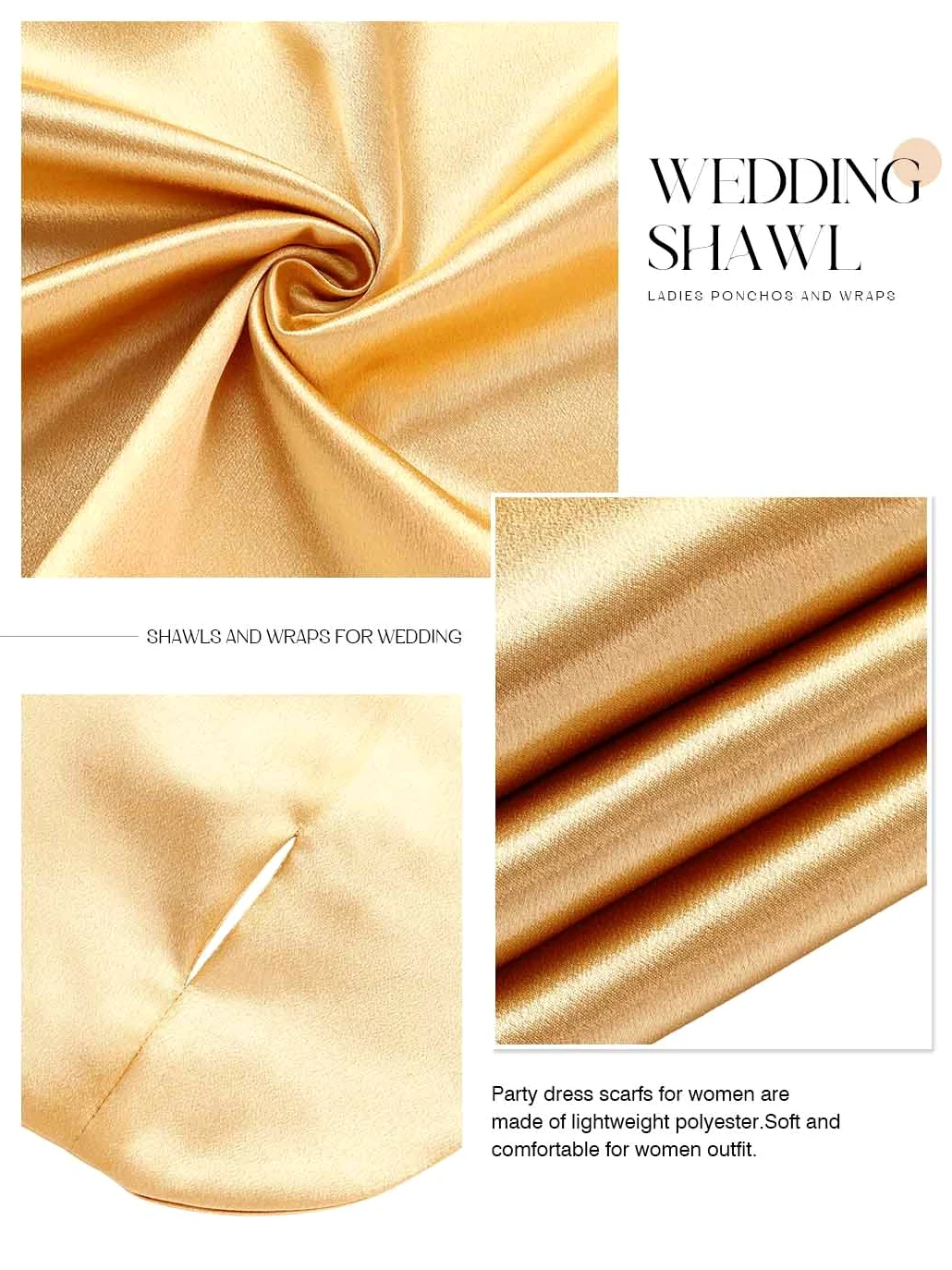 Stola Scialle da Donna in Raso Elegante Scialle da Sposa Bolero Cerimonia Festa Stola per Abito da Sera