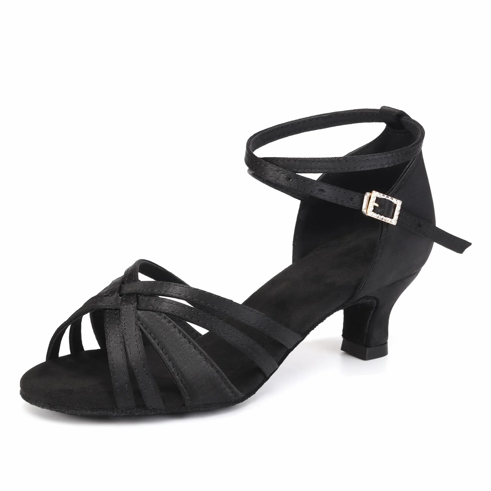 Scarpe da Ballo Latino Americano Donna in Raso Punta Aperta Tacco 5cm, Modello-WZSP-811