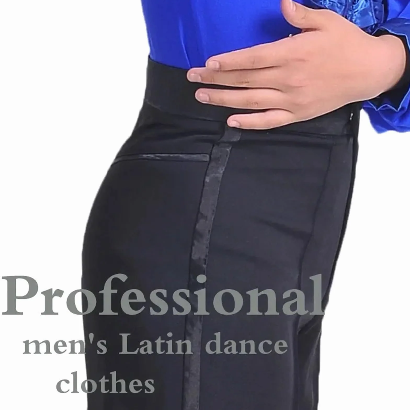 Pantalone Uomo Per Danza Latino Pantaloni da ballo latino da uomo, pantaloni da ballo latino moderni da sala, pantaloni da ballo for ragazzi, pantaloni da ballerino neri in raso(Size 2.2 Waist 76)